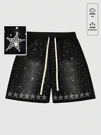 Pantaloncini da uomo alla moda con stampa a zebra e diamanti scintillanti, per l'estate