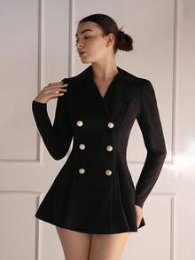 Andrea Bello 秋冬翻领双排扣西装连衣裙