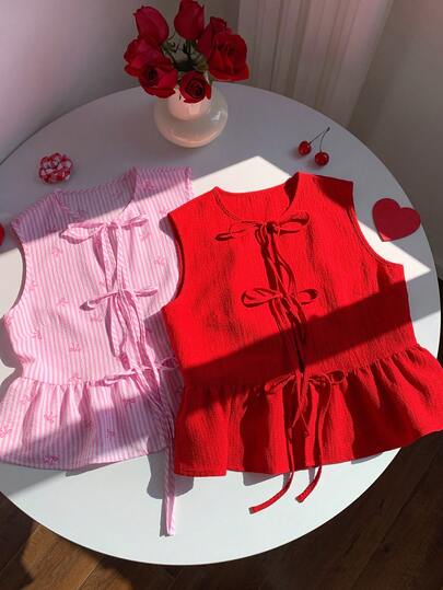 Comfortcana 2 blusas de verano para mujer, rojas + blancas