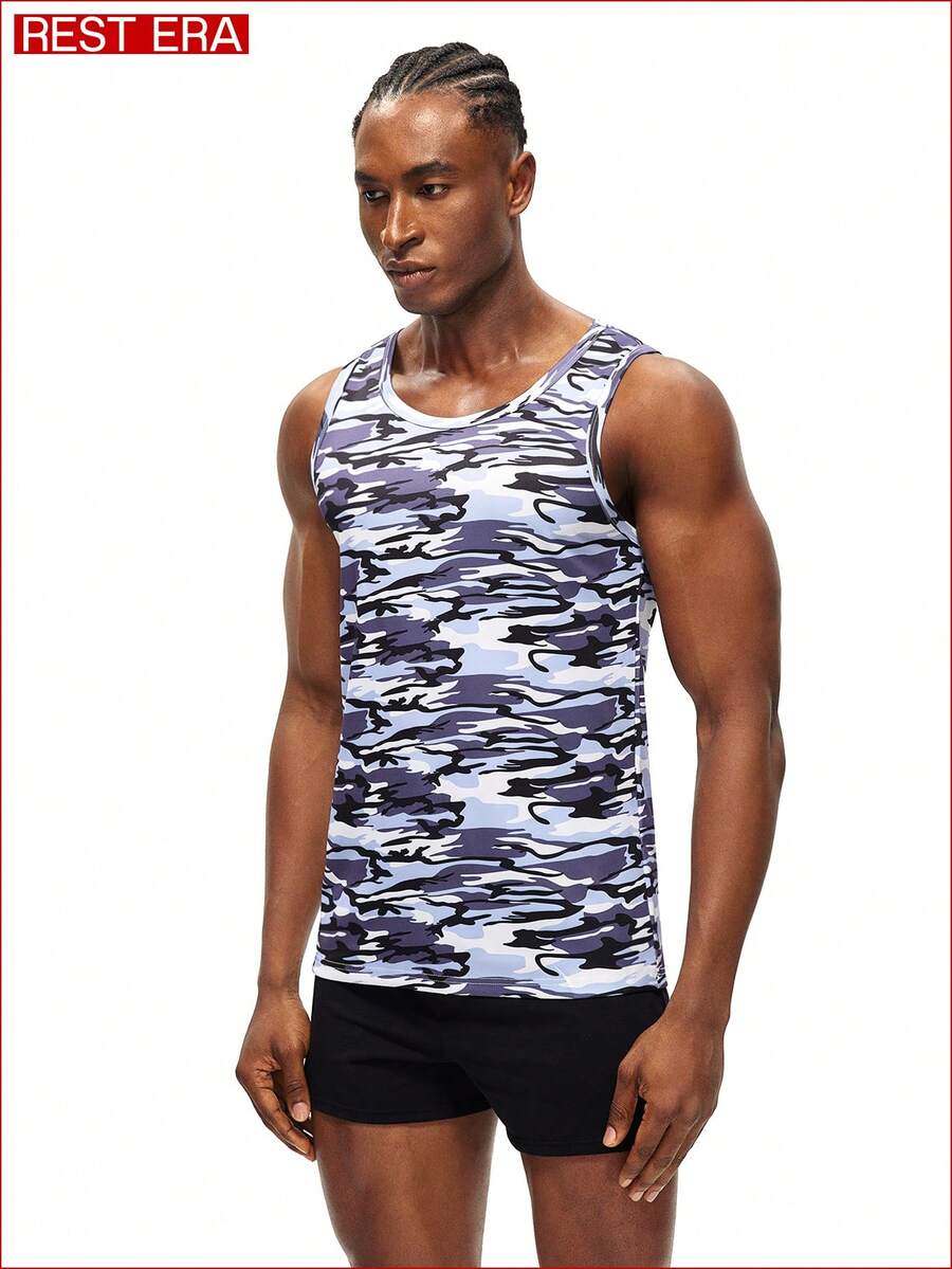 Rest Era 男士圆领迷彩背心 - 彩色 - 查看 1