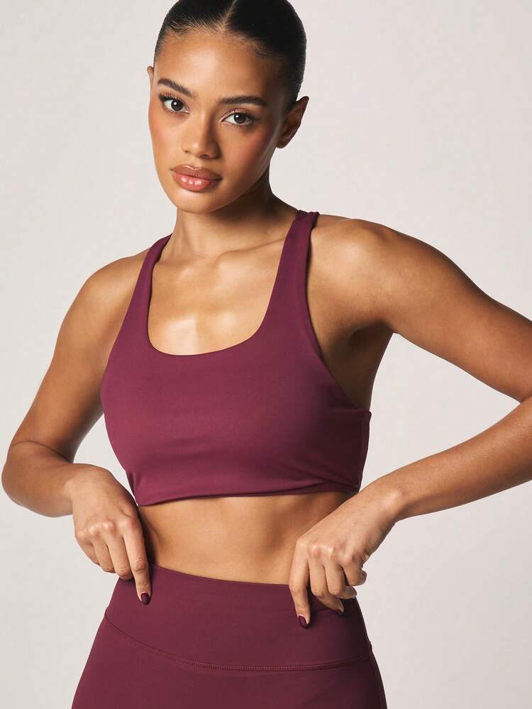 MISSGUIDED Sujetador deportivo de alta sujeción con diseño de espalda de tirantes y doble capa para entrenamiento y ejercicios físicos