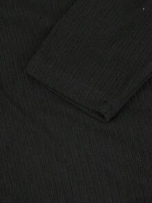 Franclia Camiseta negra de manga larga asimétrica con cintura ceñida de talla grande, blusa negra de manga larga elegante de primavera/verano con hombros descubiertos, blusas negras ajustadas y elegantes para mujer, blusas negras sexys de manga larga con pliegues - Negro - Ver 6