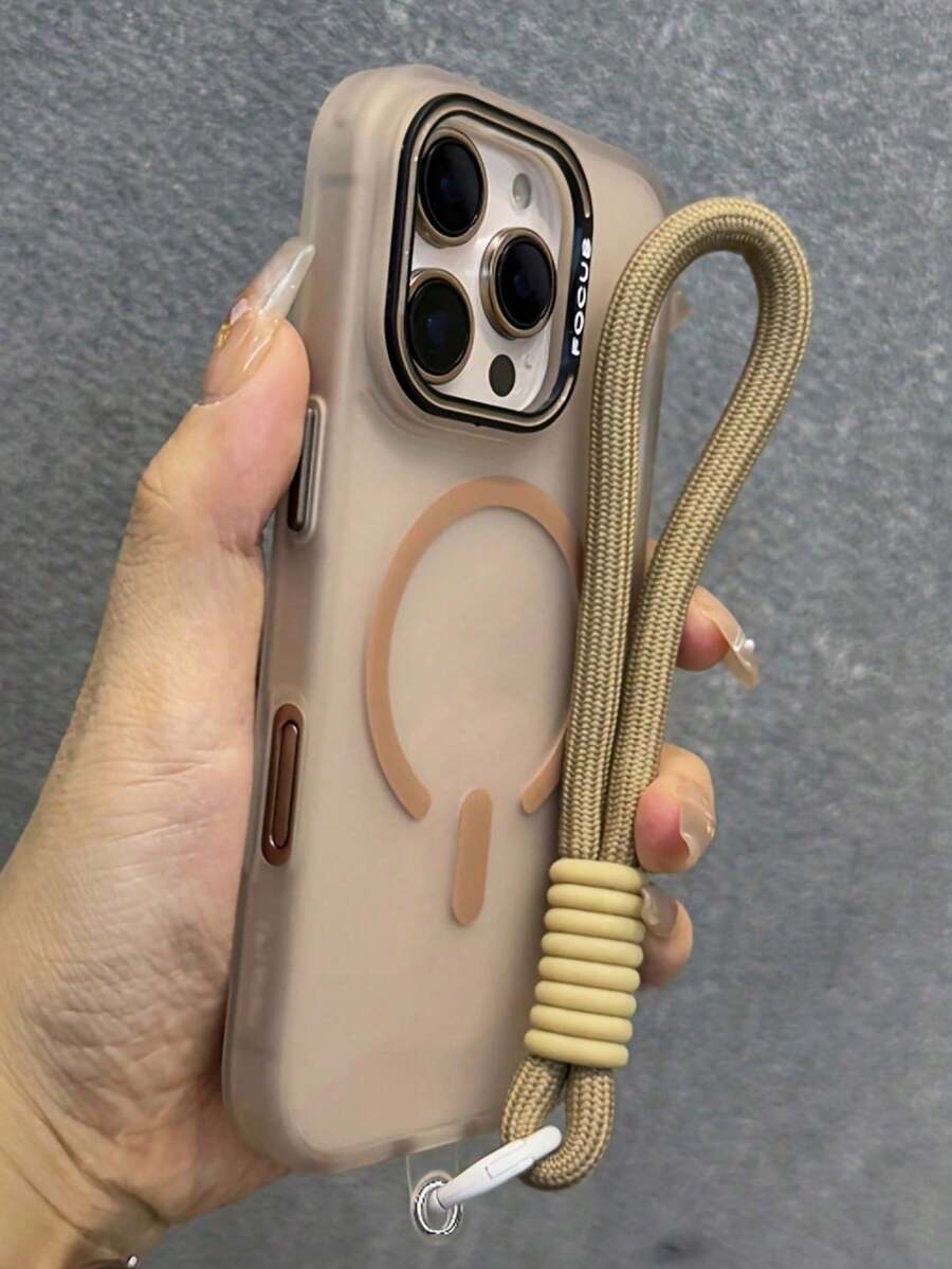 奢华哑光磁吸无线充电腕带手机壳,兼容 17 Pro Max、17 Pro、17、16、15、14、13、12 Pro Max 和 11,可爱半透明防震保护套 - 沙漠金 - 查看 1