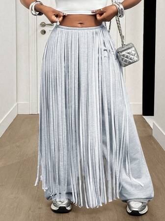 BamGleam Pantalones de chándal rectos y versátiles con rayas láser para uso casual y de oficina, pantalones anchos de pierna ancha de ajuste holgado en color gris