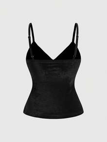 ROMWE Goth Women's Vintage Sequin Embroidered Velvet Camisole