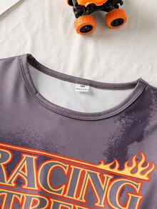 2pcs/Set Boys' Comfortable Grey Long Pants And Long Sleeve Pajamas Boys Lounge Set Car Graphic Print - Grey - View 8