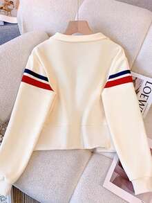 Resyla Women's Fitted Stand Collar Raglan Sleeve Cardigan Top - Apricot - View 2