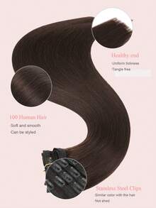 7PCS With 20 Clips Straight Clip In Hair Extensions 100% Real Human Hair Color 2# Dark Brown 14-22 Inch 115G Double Weft Invisible Clip Hair Extensions Remy Natural Human Hair For Women Girls Daily Use Winter Christmas Halloween Costumes Autumn Outfits Women Fall Outfits - S2 - View 5