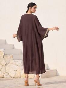 Al Najma 新款刺绣流苏边饰宽松舒适休闲度假连衣裙 - 棕色 - 查看 6