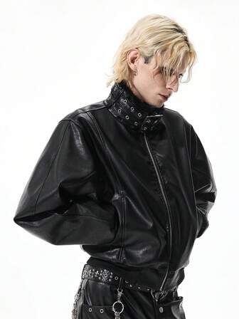 Street Life Giacca da uomo alla moda dallo stile di strada, con collo alto e dettagli di bottoni, adatta per l'autunno