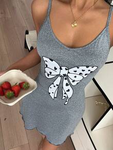 ZzzCrew Figurbetontes A-Linien Nachthemd mit Schleifen-Muster - Grau - Übersicht 5