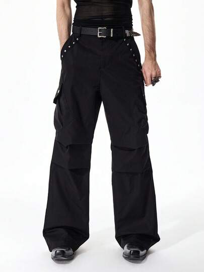 Street Life بنطلون كارجو كاجوال مطوي وظيفي أنيق للشارع للرجال