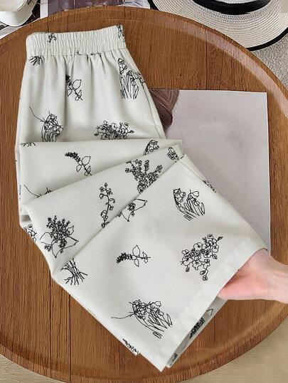 Rusticease Dambyxor med växttryck och elastisk midja för vardagsbruk