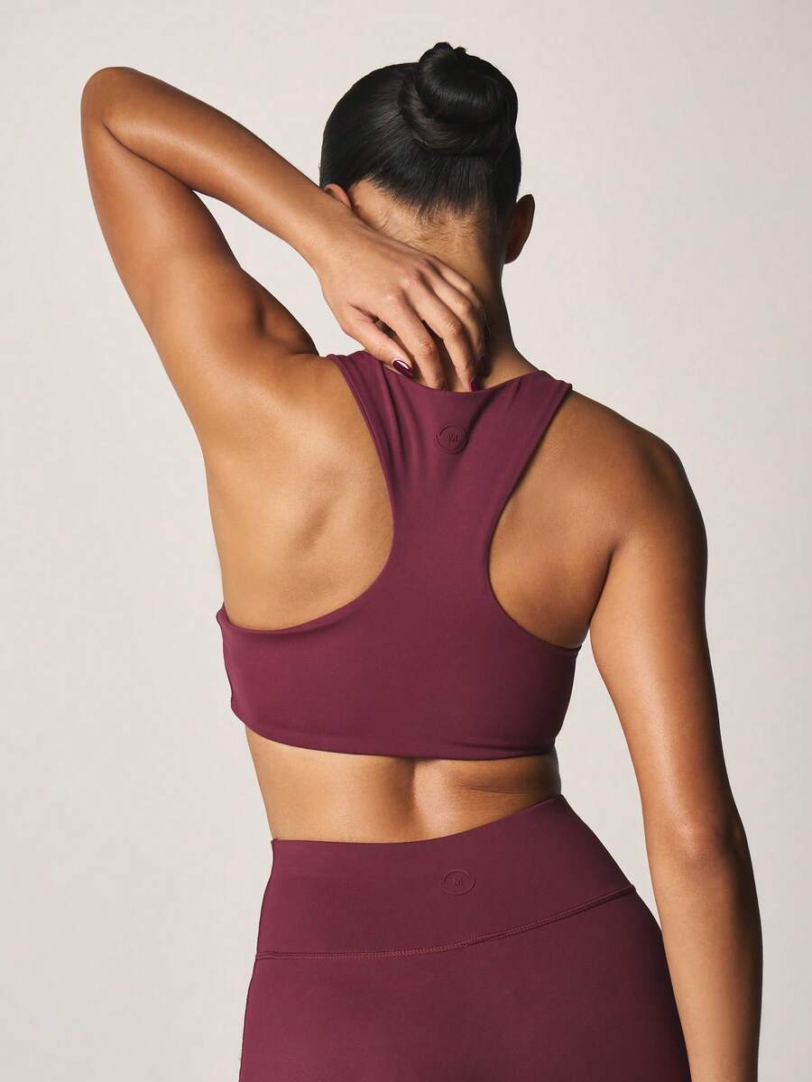 MISSGUIDED 双层高支撑运动文胸，采用工字背设计，适合训练和健身锻炼 - 紅木色 - 查看 1