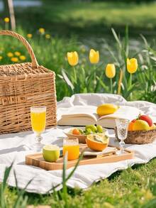 1/2pcs Bamboo And Wood Serving Tray, Dinner Plate, Serving Tray, Breakfast Tray, Restaurant And Kitchen Tray, Fruit Tray, Coffee Tray, Tea Tray, Snack Tray, Living Room Decoration, Suitable For Hotels, Restaurants, And Home Use For Serving Fruits, Desserts, Snacks, Festivals, Thanksgiving, Christmas, New Year, Outdoor, Beach, And Courtyard Multi-Functional Tray.