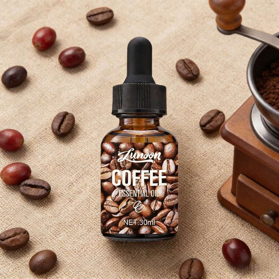 1 pièce Huile essentielle de café - Arôme de café riche et durable, sans alcool et hypoallergénique, convient aux diffuseurs, à la maison, au bureau et en cadeau. - Convient aux peaux sensibles et à tous, livré avec un compte-gouttes. Parfum d'intérieur, étiquette élégante, parfum apaisant, parfait pour les passionnés de décoration d'intérieur. - Saveur de café - Voir 1