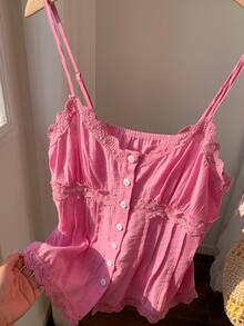 Comfortcana 女士粉色时尚吊带背心，适合夏季穿着，适合舞会、情人节女士衬衫 - 粉色 - 查看 7