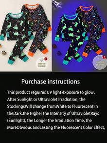 4pcs Snug Fit Pajama Set For Toddler Boys, Long Sleeve Top And Pants, Soft Stretch Fabric With Cute Print, Loved By Kids Snug Fit  Tight Fit Pajama Baby Halloween Pajamas Backto SchoolFashion Fall Winter - Black - View 4