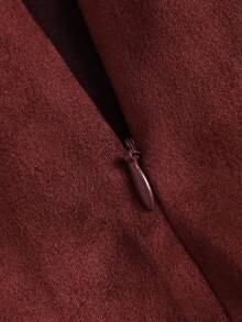 Sweetra Women's Fashionable Vintage Pleated Suede Casual Shorts, Versatile For Daily Commute And Outings, Autumn/Winter - Burgundy - View 4