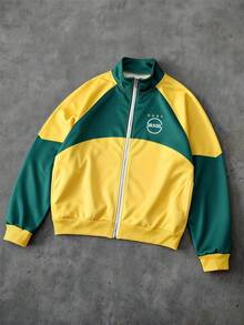 Aesthetic Post Cárdigan de cuello alto para hombres PAVTROS, estilo urbano con bloques de color, casual deportivo, adecuado para vacaciones y viajes, estético, Mardi Gras, vintage, vacaciones, "Amo a mi novio", Día de San Valentín, jersey de equipo con media cremallera para hombres - Multicolor - Ver 3