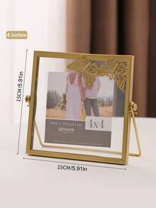 Cirelle Modern Metal Photo Frame - Delicate Decoration For Desk, Light Luxury Living Room Art & Anniversary Gift, Photo Display - Gold - View 10