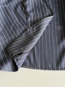 StreetHx Women's Striped Short Sleeve Office Blazer - Dark Grey - View 7