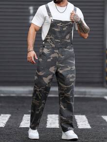 Manfinity LEGND Unisex American Camouflage Denim Bib Overalls - Multicolor - View 1