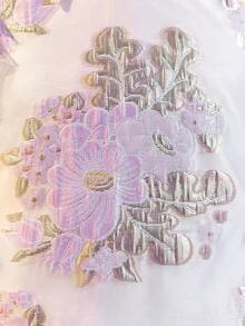 SHEIN 少女碎花拼接薄纱荷叶边下摆休闲连衣裙 - 藍色 - 查看 9