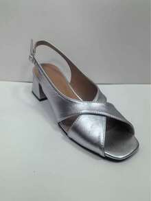 Rosivie Women's Square Toe Buckle Design Fashion High Heels For Daily Wear - Silver - View 9