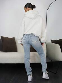 SAYEHFBABY 女士牛仔裤 紧身弹力长裤 蓝色高腰女士牛仔裤 慢跑裤 女士牛仔裤 女士牛仔裤 女士牛仔裤 女士裤子 蓝色牛仔裤 高腰牛仔裤 - 淺色水洗藍 - 查看 2