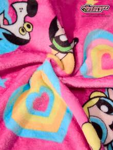 THE POWERPUFF GIRLS X Joivida 1件装花朵、泡泡、毛茛图案加厚紫色印花法兰绒毯，柔软保暖，不易掉毛，可爱睡衣风格，多种尺寸可选，适合沙发、床、午睡、Y2K风格