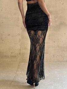 Firerie Elegant romantisk mode för kvinnor, sexig svart spetskjol, tajt spetskjol, strandsemesterkjol för kvinnor, examenssäsong för skolan, romantisk dejt, födelsedag, påskkläder för kvinnor, brasiliansk karneval, musikfestival, bröllopssäsong, brunchklänning för kvinnor, bohemisk stil, älvkjol - Svart - Visa 2