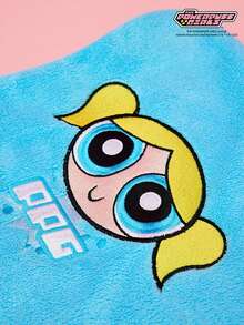 THE POWERPUFF GIRLS X Joivida 1个可爱卡通刺绣图案小女警帽，水洗材质，珊瑚绒干发帽