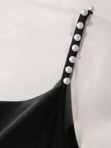 Franclia New Autumn Pearl Strap Elegant Elegant Women Dress - Black - View 6