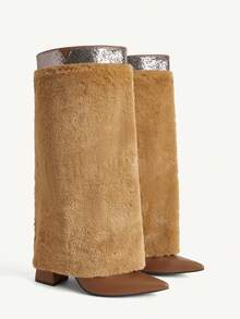 CUCCOO CHICEST Botas de tacón alto de moda con punta puntiaguda para mujer - Marrón - Ver 8