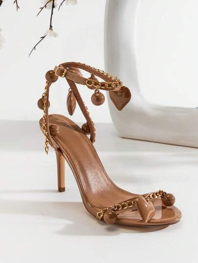 SHUZIA Women Shoes Cross Ankle Strap Heart Decor Open Toe Stiletto Thin High Heeled Sexy Glowing Party Heeled Sandals Valentine's Day