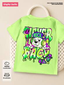 SHEIN 青少年男孩休闲时尚圆领针织印花T恤