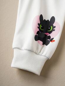 SHEIN How to Train Your Dragon 1pc Young Girl Casual Style Cartoon Pattern Crew Neck Long Sleeve Comfortable Sweatshirt - Multicolor - View 6