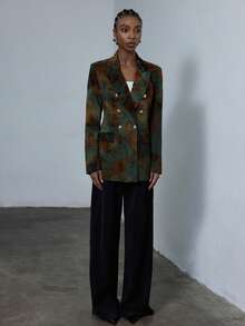 Aveloria Modichic Áo blazer nữ thanh lịch, kiểu dáng jacquard, cài khuy đôi, thích hợp cho công sở. - Nhiều màu - Xem 6