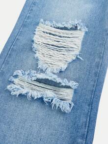 Sparklyn 大龄女童简约时尚深色牛仔裤，直筒裤型设计，修饰腿型，适合上学、通勤和户外活动。 - 藍色 - 查看 4