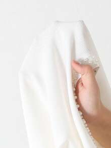 SHEIN Franclia 女士时尚珍珠领连体衣，休闲度假连体衣，春夏款 - 白色 - 查看 5