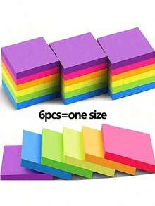 2/4/6 tờ giấy ghi chú huỳnh quang, kích thước 3x3 inch (7.5x7.5cm), nhiều màu sắc, tự dính, 1 gói 50 tờ, thích hợp cho năm học mới. - Nhiều màu - Xem 7