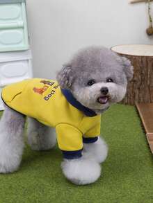 PETSIN Autumn/Winter Plush Velvet Pet Vest & Hoodie – Soft Warm Sweater With Traction Buckle For Dogs, Cats & Small Animals, Indoor/Outdoor Wear - Yellow - View 6