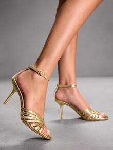 CUCCOO SZL Women's Pointed Toe Buckle Design Fashionable Elegant High Heel Sandals Valentine's Day