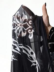 ROMWE MEN 男士立领龙纹印花时尚百搭通勤长袖T恤 - 黑色 - 查看 7