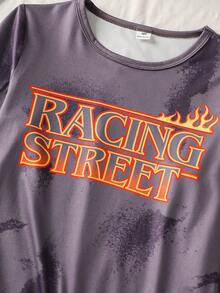 2pcs/Set Boys' Comfortable Grey Long Pants And Long Sleeve Pajamas Boys Lounge Set Car Graphic Print - Grey - View 5