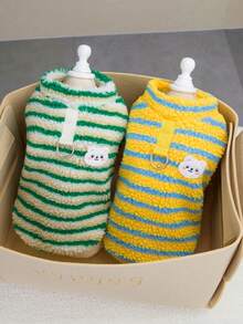 PETSIN Chaleco y sudadera con capucha de terciopelo suave y cálido para mascotas en otoño/invierno - Suéter con hebilla de tracción para perros, gatos y animales pequeños, para usar en interiores y exteriores - Multicolor - Ver 5