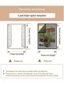 多种尺寸可选，防蚊虫，透气，易于安装的魔术贴自粘式窗纱，适用于客厅和卧室 - 黑色 - 查看 3