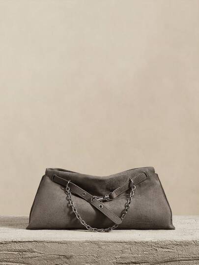SHECARRY Elegant Deer Suede Tote Bag, Versatile Commuter Shoulder Bag With Delicate Chain