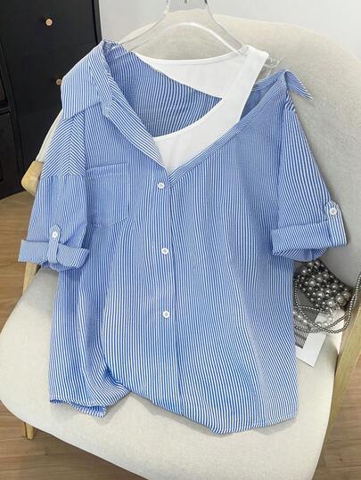 GlowEve CURVE Blusa holgada de estilo chino para mujer de talla grande, adecuada para fiestas, reuniones, calle, vacaciones, Día de San Patricio, Pascua, Día de San Valentín, Navidad, Acción de Gracias, suave, cómoda, versátil, estilizadora, primavera/verano, Día de la Independencia